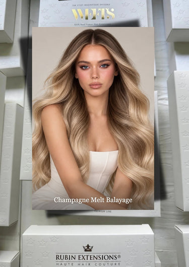 Echthaar Extensions in Champagne Melt Balayage – Rubin Extensions®