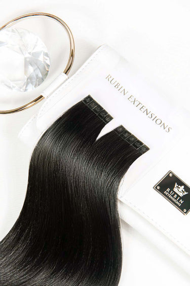 Natural Black-Brown Excellence Line keratin bond extensions, 35–55 cm, 100% human hair – Rubin Extensions®