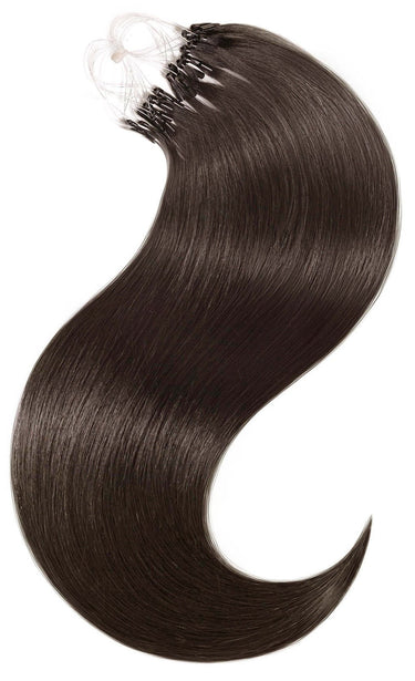 Warm Chocolate Dark Brown Pro-Deluxe microring extensions, 100% human hair, 40–50 cm – Rubin Extensions®