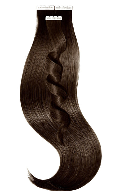 Chocolate Dark Brown invisible tape-in extensions, Excellence Line, 35–55 cm – Rubin Extensions®