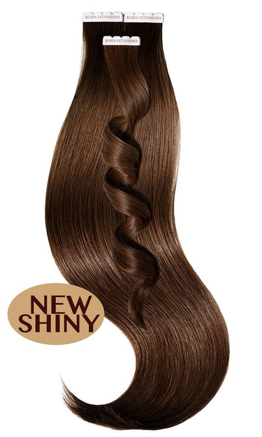 Chestnut Dark Brown Invisible Line tape-in extensions, 100% human hair, 50 g pack – Rubin Extensions®