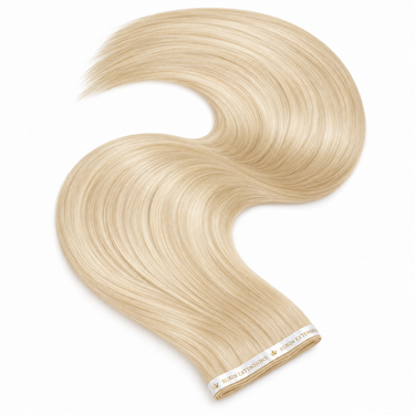 Genius Wefts Tape-in Echthaar Extensions in Goldblond – geschwungene Haartresse, Premium Line – Rubin Extensions®