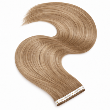 Genius Wefts Tape-in Echthaar Extensions in Hellbraun-Karamell – geschwungene Haartresse, Premium Line – Rubin Extensions®