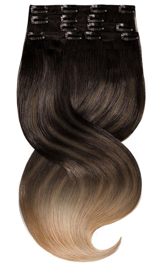 CLIP-IN EXTENSIONS LUXURY  OMBRÉ BALAYAGE Jet Black-Braun & Salty Caramel