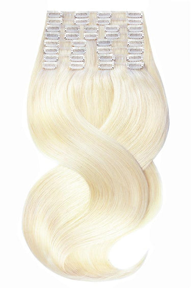 Golden Blonde clip-in extensions, Deluxe Line, 55 to 70 cm, premium human hair – Rubin Extensions®