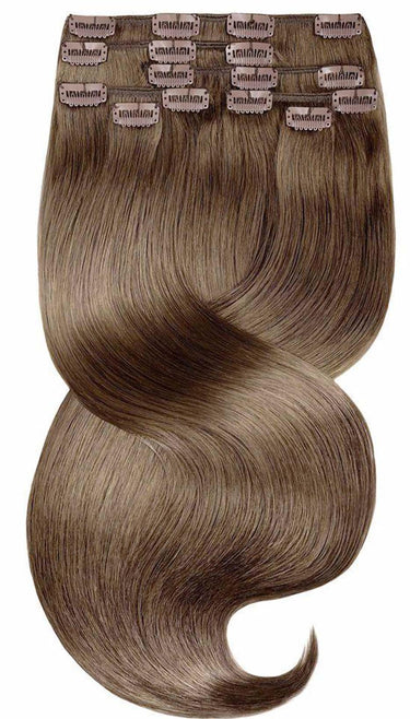 Natural Golden Brown clip-in extensions, Fashion Line, 100% human hair – Rubin Extensions®