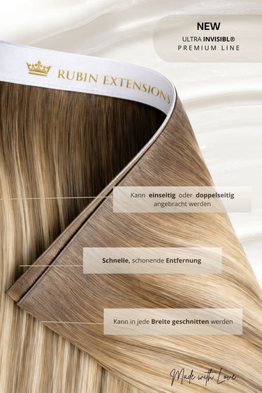 Length overview for Black-Brown Genius Wefts, 25–55 cm, single- or double-sided – Rubin Extensions®