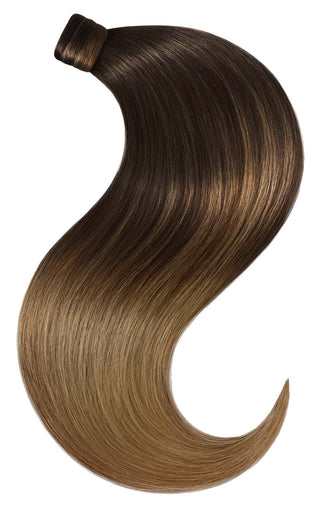 PONYTAIL LUXURY EXTENSIONS Sombre-Balayages Jet Black & Salty Caramel