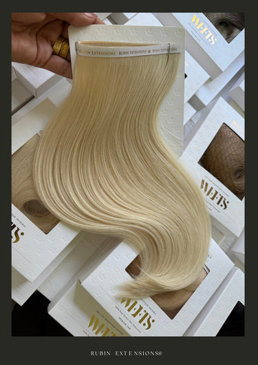 Bandes de cheveux - Genius Wefts - Extensions adhésives cheveux naturels Blond platine Premium Line