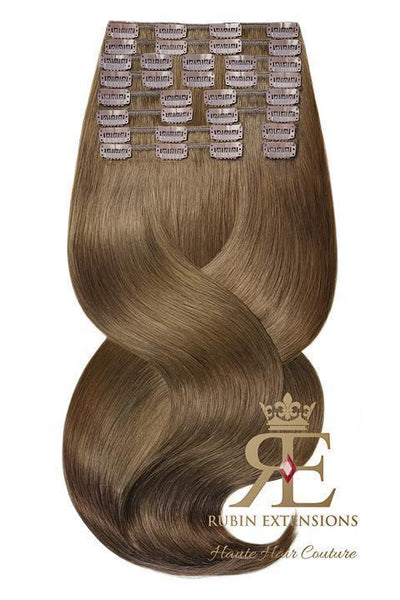 Clip in Hair Extensions Real Human Hair Double Weft Straight Human Hair Extensions 100% Brazilian Virgin Human Hair 8pcs 65g with 18Clips per Pack for